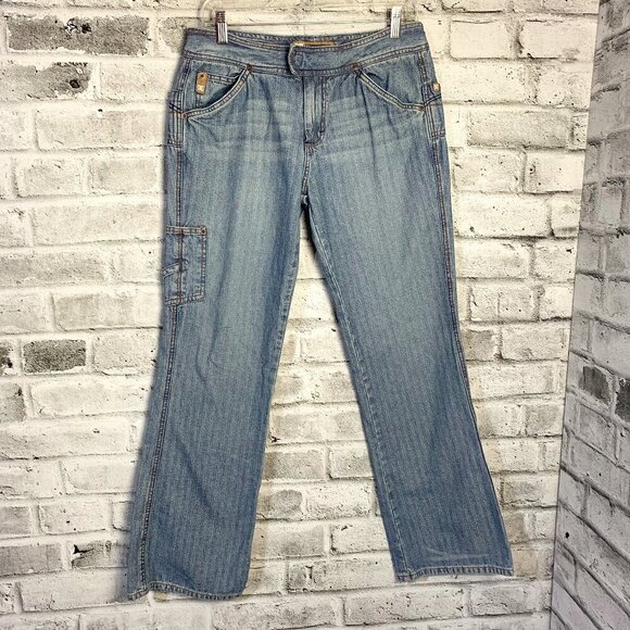 Vintage Y2K DC Shoes Cargo Denim Mid Low Rise Bootcut Jeans - Picture 1 of 16